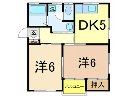 レジデンスケント(2DK/2階)の間取り写真