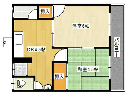 南野ハイツ(2DK/2階)の間取り写真