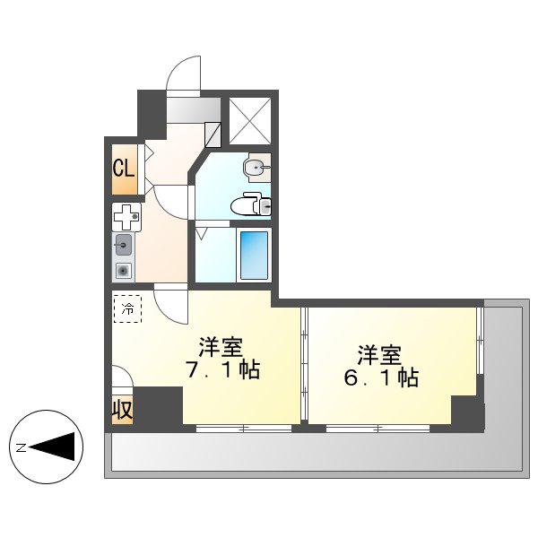 アーバンフラッツ新栄(2K/8階)の間取り写真