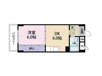 メゾン多田(1DK/6階)の間取り写真