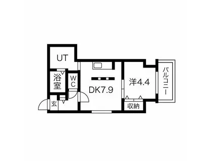 ブランシャールALAIN北18条(1DK/8階)の間取り写真