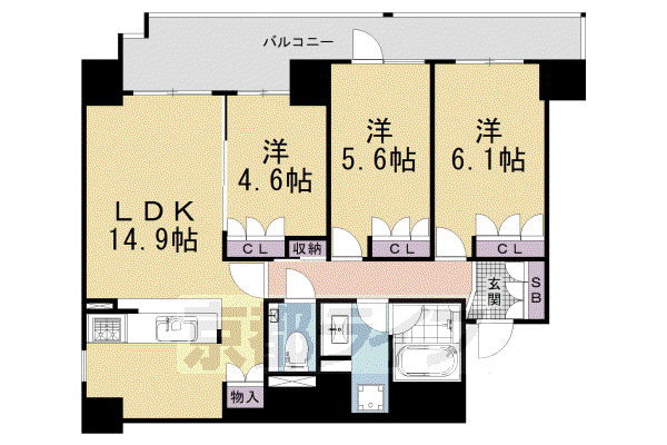 クラッシィハウス御池柳馬場(3LDK/7階)の間取り写真