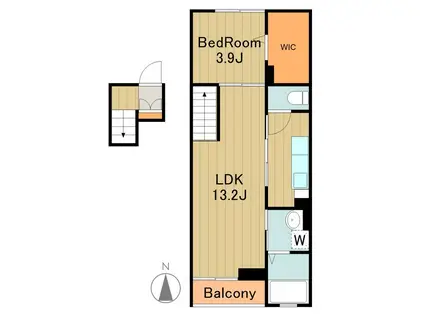 サニーサイド(1LDK/4階)の間取り写真