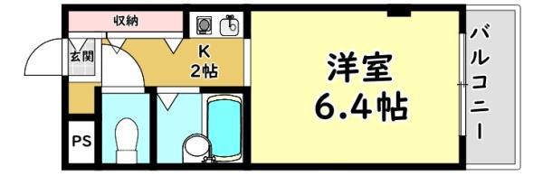 マンション末広(1K/3階)の間取り写真