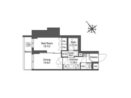 コンフォリア東大井(1DK/2階)の間取り写真