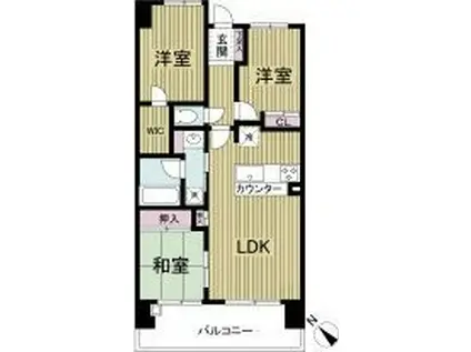 レジディア都島II(3LDK/2階)の間取り写真