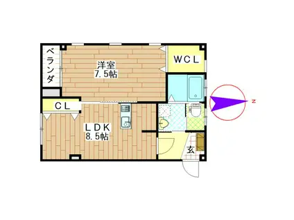 光ハイツIII(1LDK/1階)の間取り写真