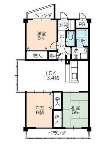ビオス菰口(3LDK/3階)の間取り写真