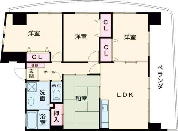 ロイヤルハイツ石黒(4LDK/5階)の間取り写真