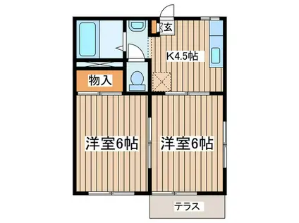 ベルテ東海岸(2K/1階)の間取り写真