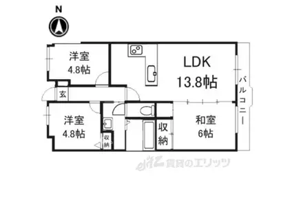 大和高田アーバンコンフォート(3LDK/6階)の間取り写真