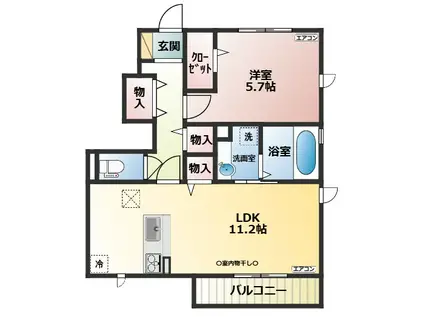 MAISON楓 Ⅲ(1LDK/1階)の間取り写真