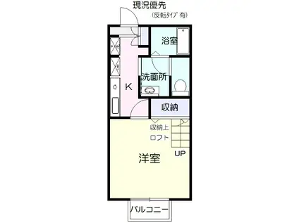 フォルトゥーナM(1K/2階)の間取り写真