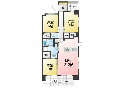クオス湘南台ステーションイースト(3LDK/6階)の間取り写真