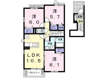 コンスタンツァ(3LDK/2階)の間取り写真