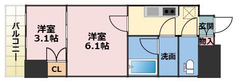 ウエリスアーバン守口(2K/10階)の間取り写真