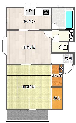 マンション島江(2K/3階)の間取り写真