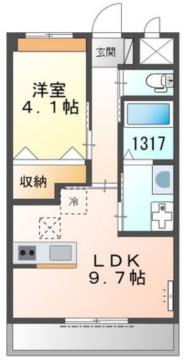 ユニヴェール(1LDK/1階)の間取り写真