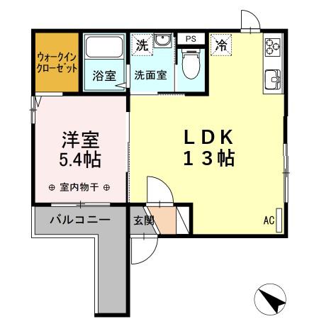 グランラーク(1LDK/3階)の間取り写真