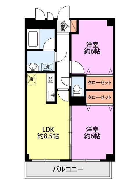 セレッソ真砂(2LDK/2階)の間取り写真