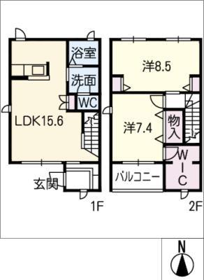 DU PIANO(2LDK/2階)の間取り写真