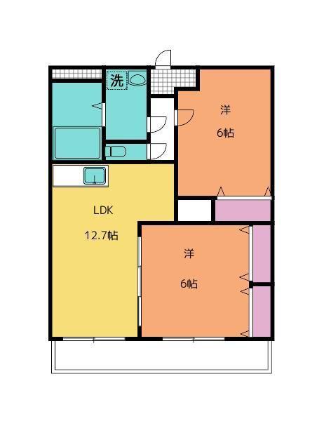 シーダーナイン(2LDK/4階)の間取り写真