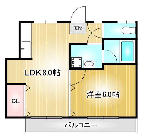 プロスパー第5ビル(1LDK/6階)の間取り写真