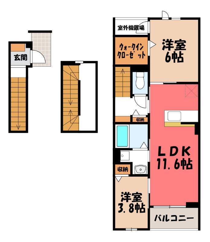 ミルト ブリッサ 大原(2LDK/3階)の間取り写真