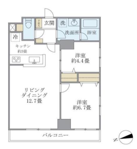 KDXレジデンス秋葉原(2LDK/8階)の間取り写真