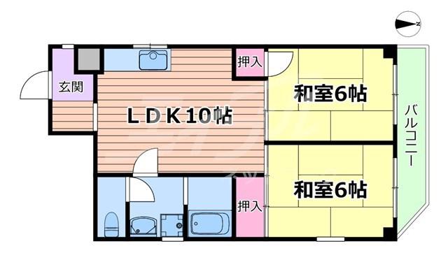 グリーンスコープ鶴見(2LDK/4階)の間取り写真