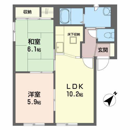 サンリバーC(2LDK/1階)の間取り写真