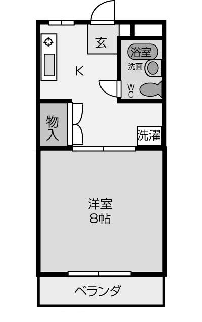 フォレストハイム(1K/2階)の間取り写真
