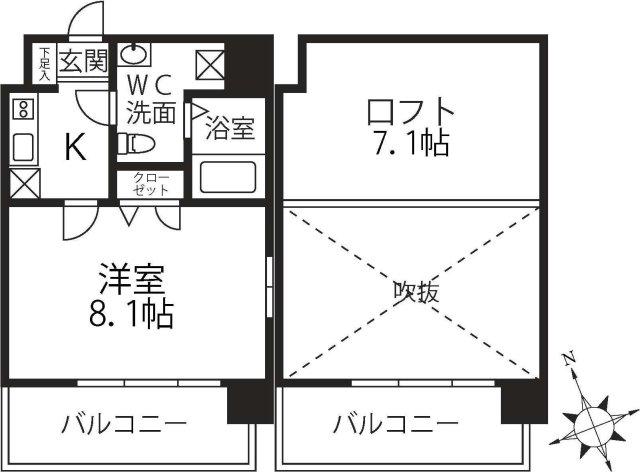 PONDMUM SUMIYOSHI(1K/8階)の間取り写真