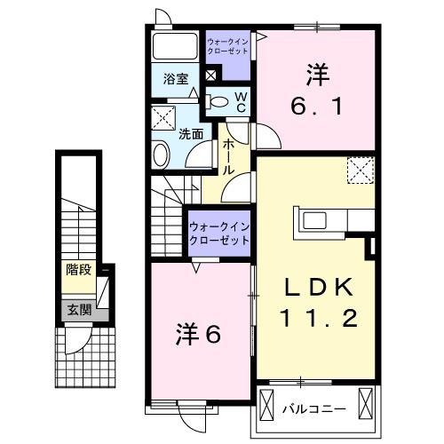 ファミリヤンA(2LDK/2階)の間取り写真