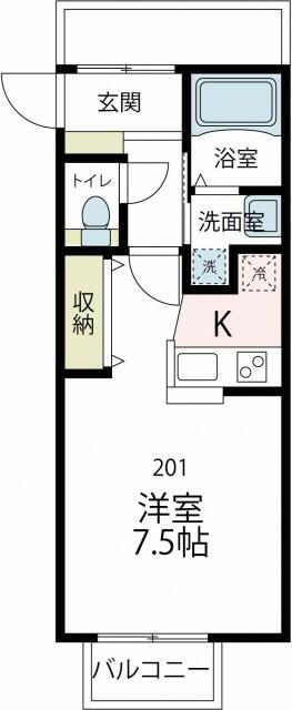 ウェルヴィラ馬堀海岸(ワンルーム/2階)の間取り写真