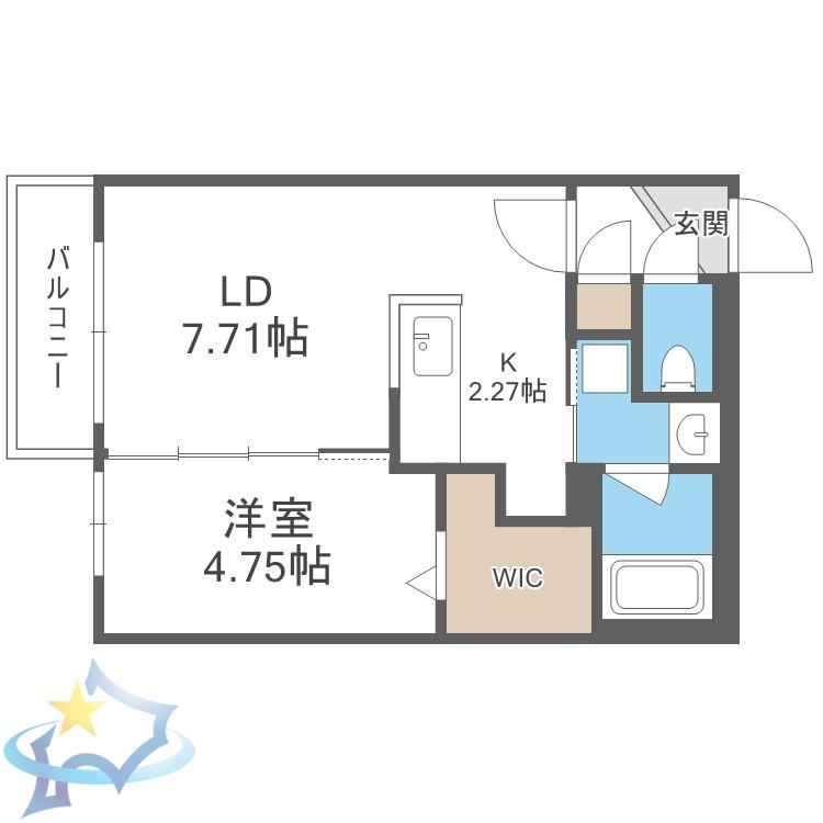 SーRESIDENCE琴似本通AVANTA(1LDK/3階)の間取り写真