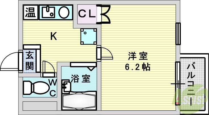 HILLTOP千里山(1K/2階)の間取り写真