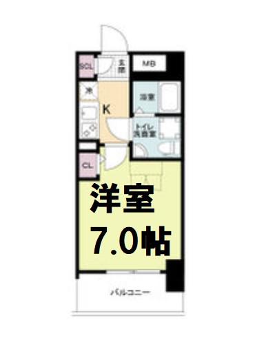 アドバンス難波ラシュレ(1K/2階)の間取り写真