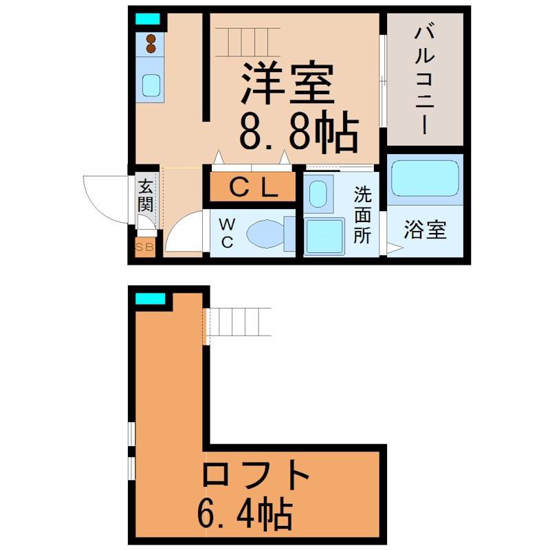 CHERRY(1K/2階)の間取り写真