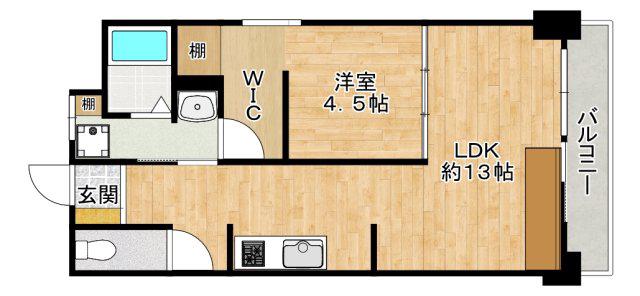 箕面レジデンス(1LDK/3階)の間取り写真