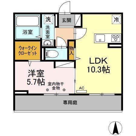 センチュリーハイツ(1LDK/1階)の間取り写真