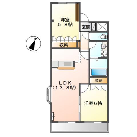 グランチェスタ サウス(2LDK/2階)の間取り写真