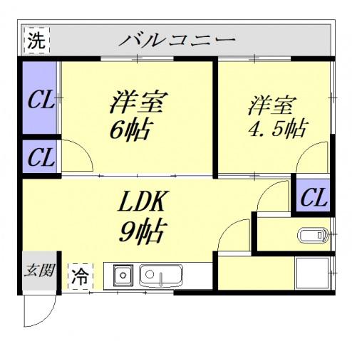 島アパート(2LDK/2階)の間取り写真