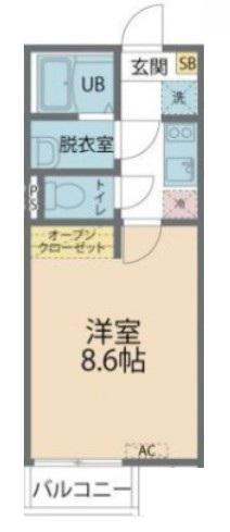 カインドネス相模大野II(1K/3階)の間取り写真