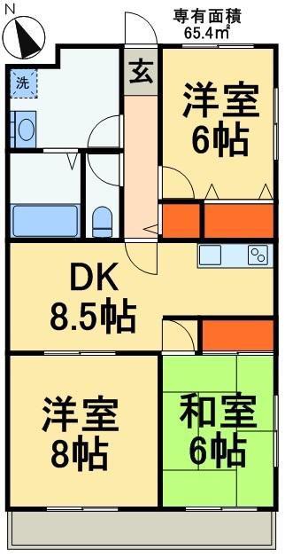 サンヒルズ(3DK/2階)の間取り写真
