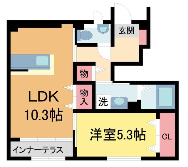 アムグラースI(1LDK/1階)の間取り写真