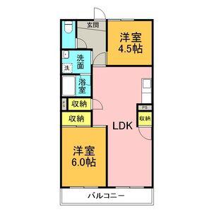 シャルム美郷(2LDK/3階)の間取り写真