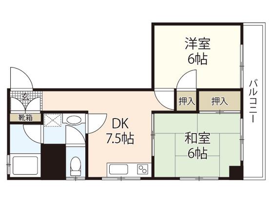 第3間ビル(2DK/8階)の間取り写真