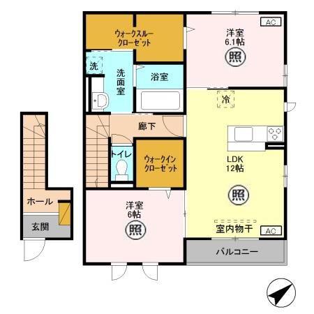 エトアール B(2LDK/1階)の間取り写真