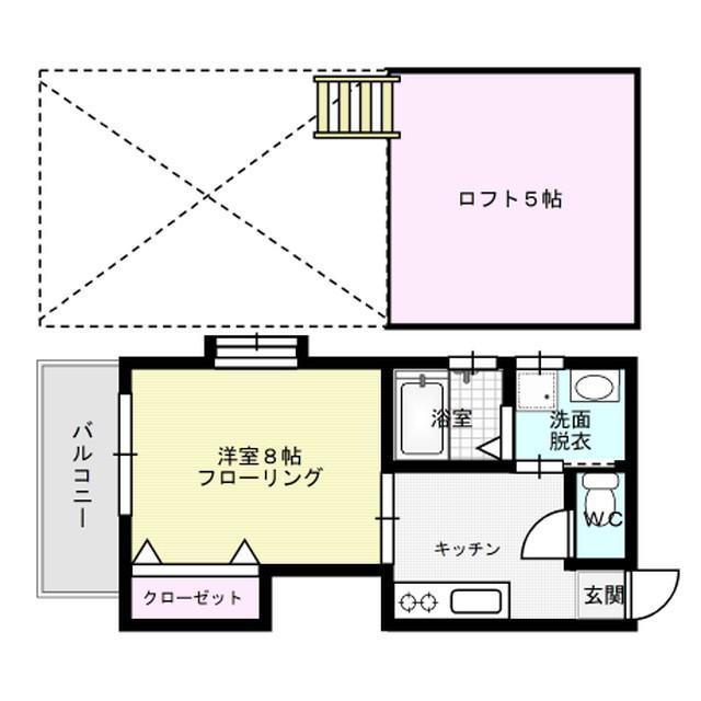 エイトピース(1DK/2階)の間取り写真